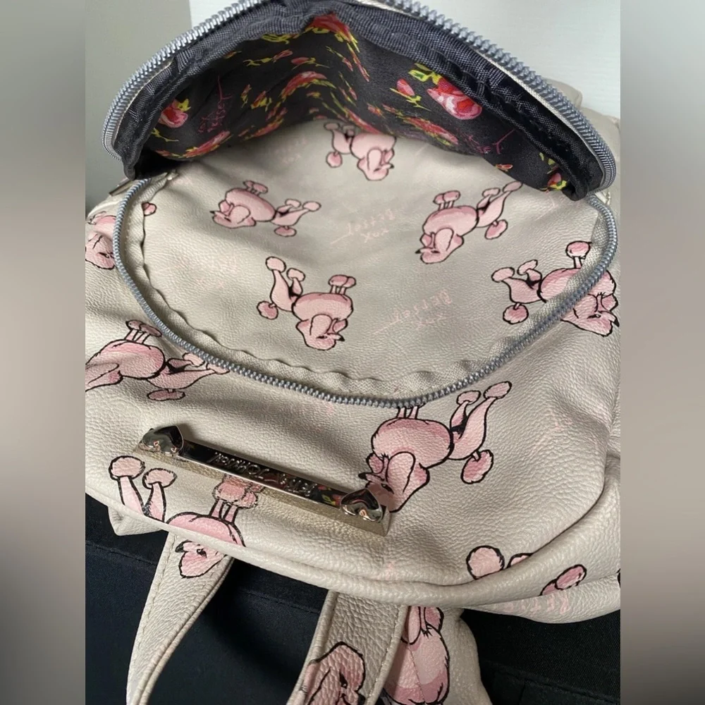 Betsey Johnson Pink and Gray Poodle Backpack - Picture 6 of 6